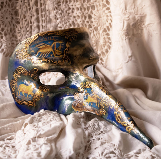 Naso turco, maschera veneziana decoupage Torre dell'Orologio di Venezia