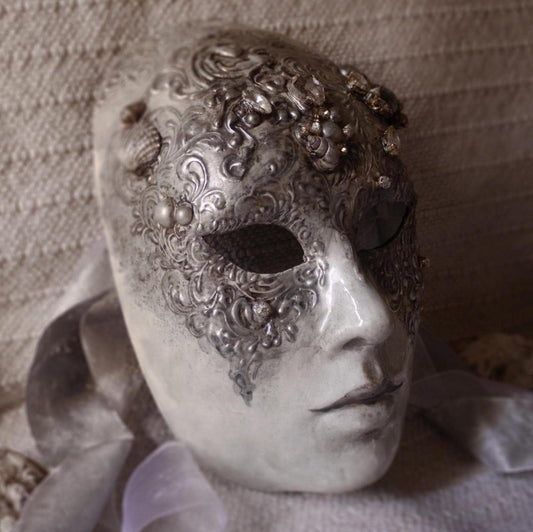 Maschera Veneziana "Volto Versailles Argento"