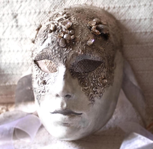 Maschera Veneziana "Volto Versailles Argento"