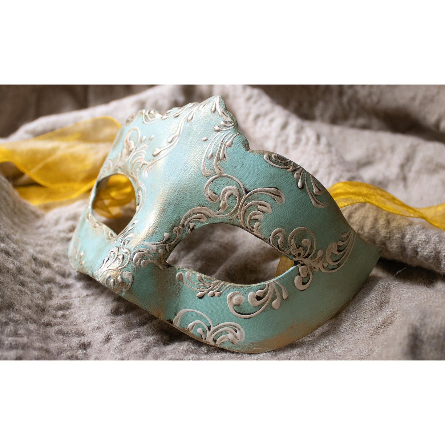 Maschera Veneziana Artigianale: Colombina Celeste