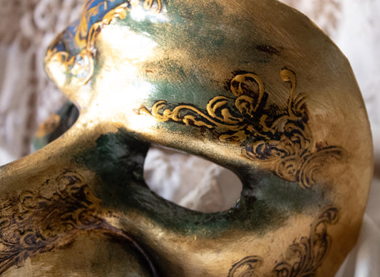 Naso turco, maschera veneziana decoupage Torre dell'Orologio di Venezia
