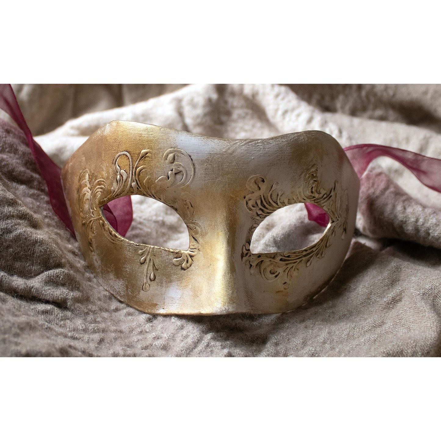 Maschera Veneziana Artigianale: Colombina Piatta Or