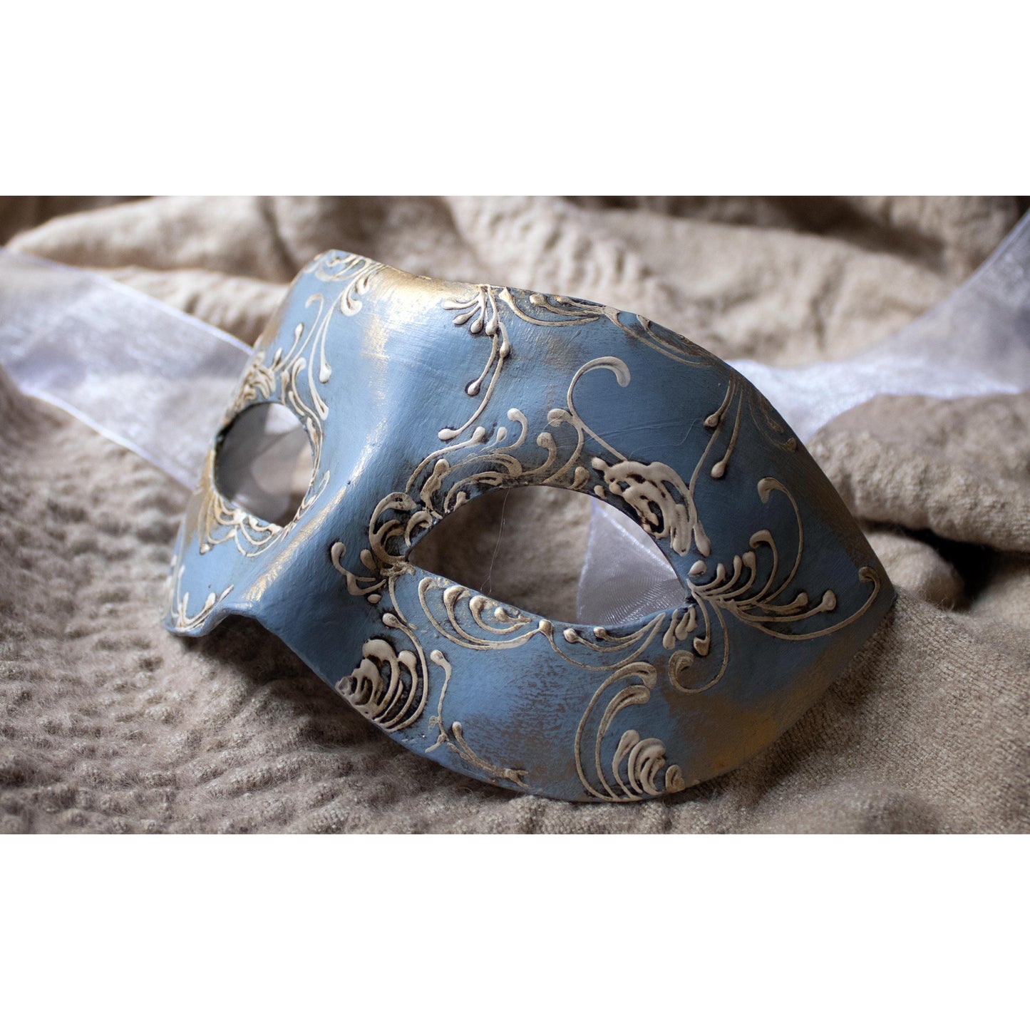 Maschera Veneziana Artigianale: Colombina Blu