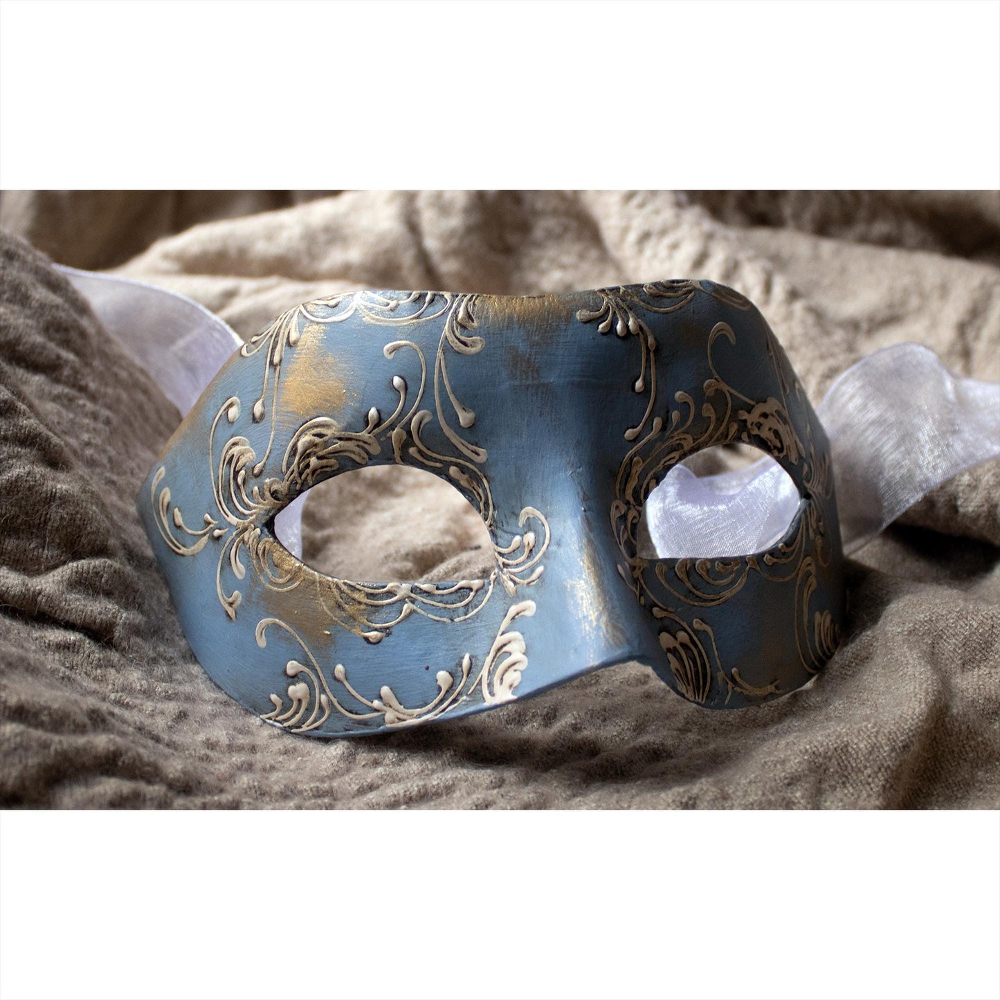 Maschera Veneziana Artigianale: Colombina Blu